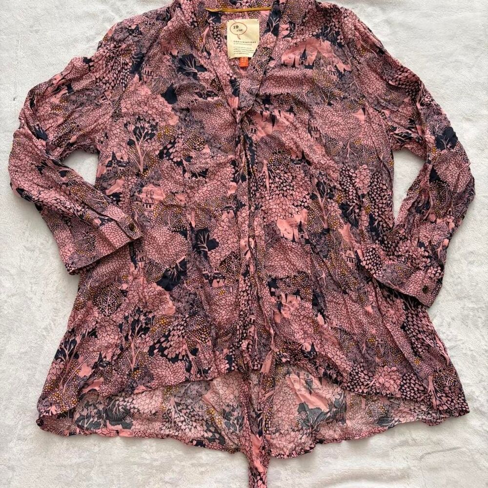 Anthropologie Floral Print Blouse Women's 10 Workwear Corporate Office Siren